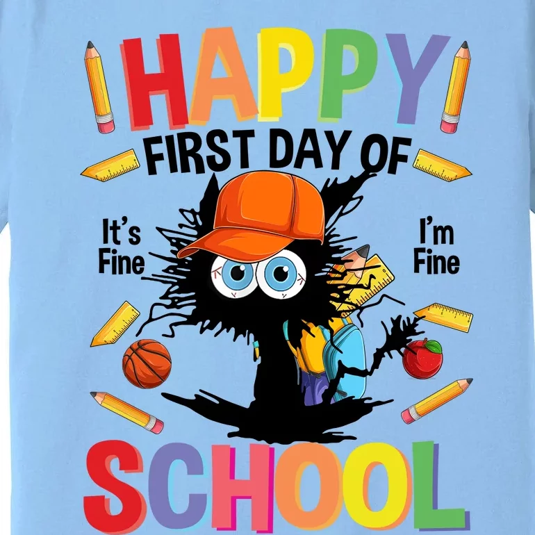 Happy First Day Of School Back To School Black Cat Premium T-Shirt