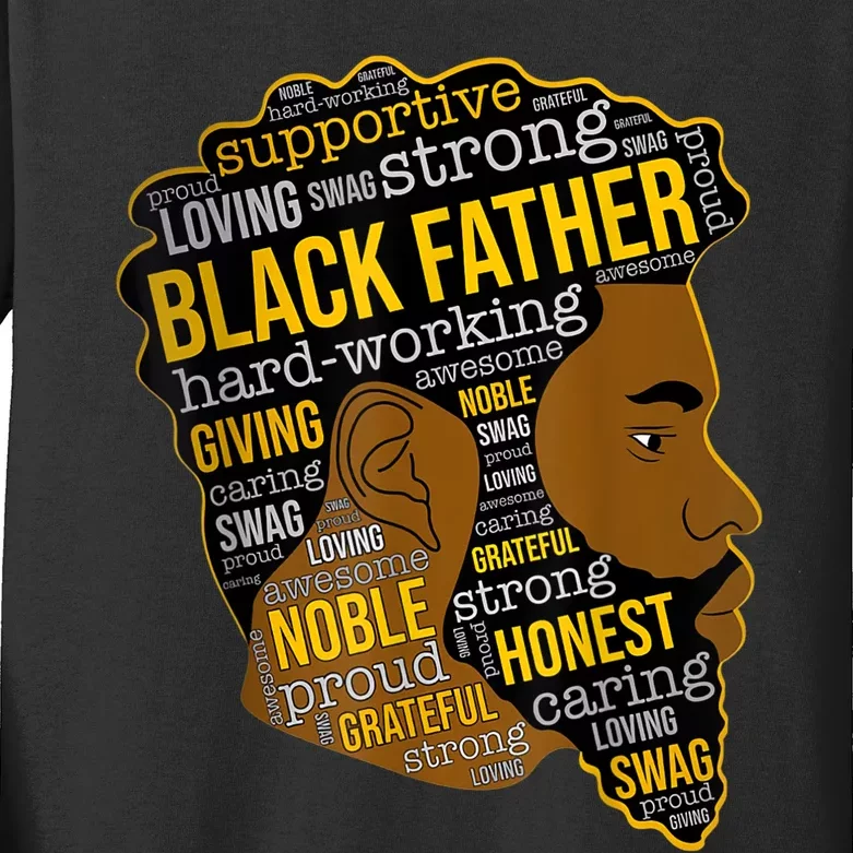 Happy Father Day Black Father King Afro African Man Kids Long Sleeve Shirt