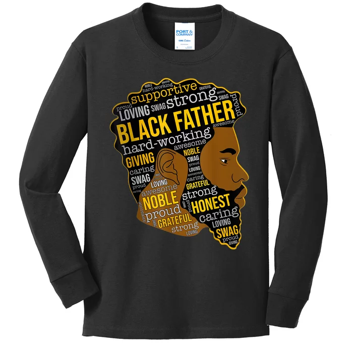 Happy Father Day Black Father King Afro African Man Kids Long Sleeve Shirt