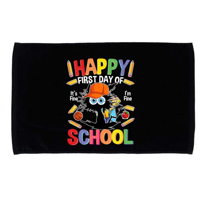 Happy First Day Of School Back To School Black Cat Microfiber Hand Towel