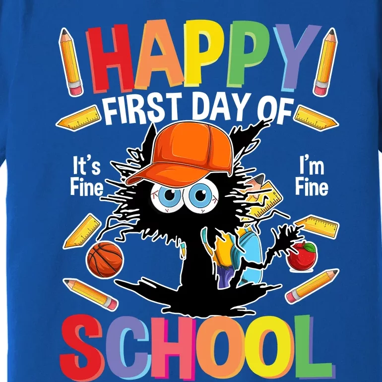 Happy First Day Of School Back To School Black Cat Premium T-Shirt