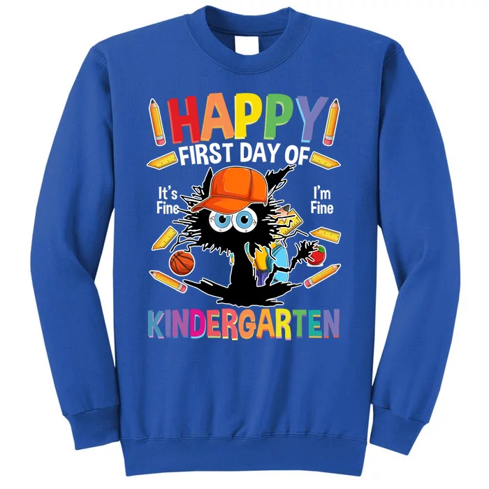 Happy First Day Of Kindergarten Back To School Black Cat Sweatshirt