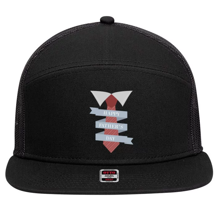 Happy Father's Day Tie 7 Panel Mesh Trucker Snapback Hat