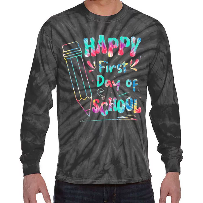 Happy First Day Of School Summers Out For School Kids Tie-Dye Long Sleeve Shirt