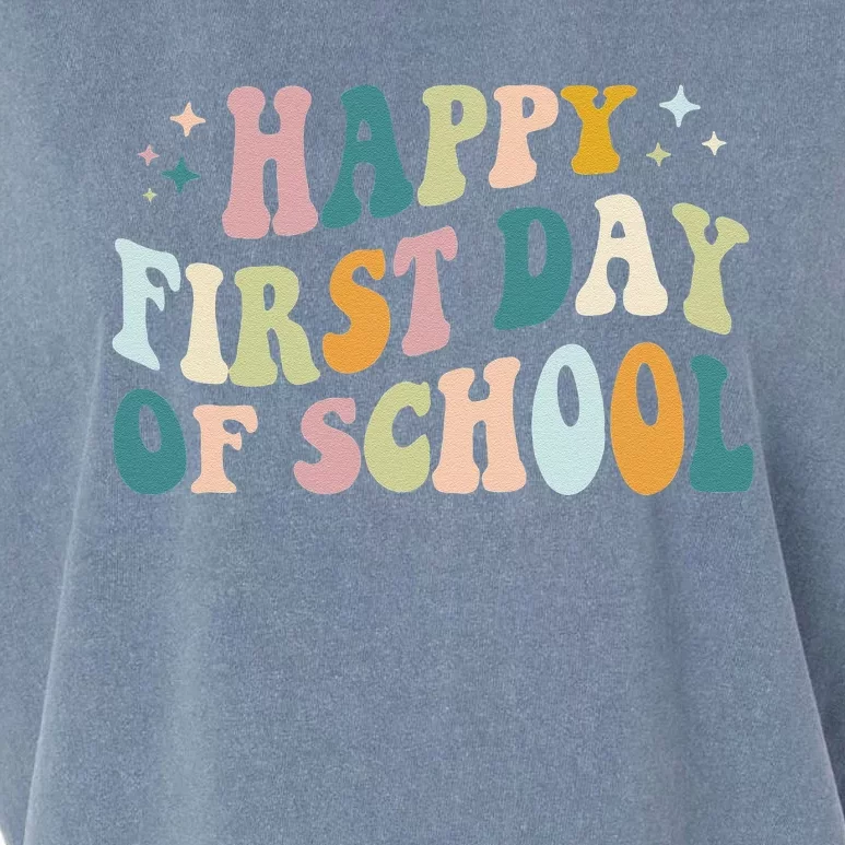 Happy First Day Of School Groovy Back To School Gifts Garment-Dyed Women's Muscle Tee