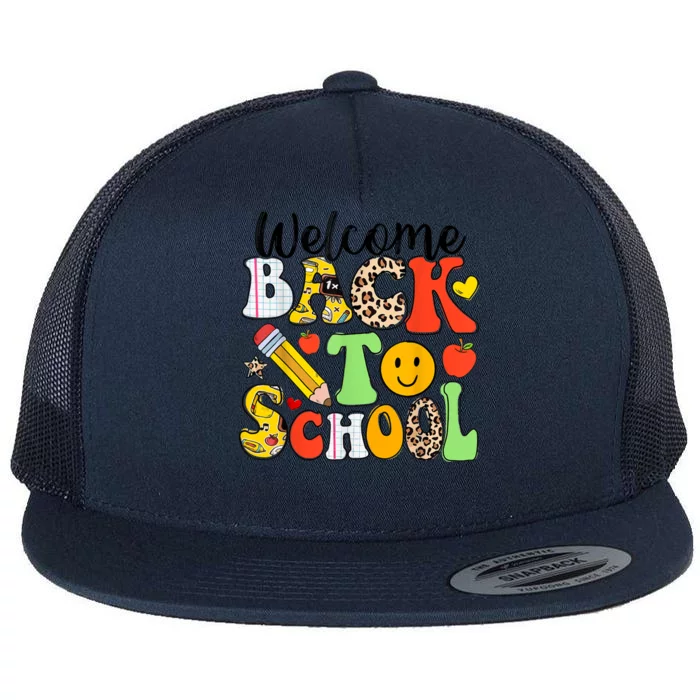 Happy First Day Of School Back To School Excitement Starting Strong School Ad Flat Bill Trucker Hat