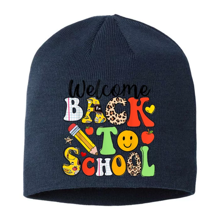 Happy First Day Of School Back To School Excitement Starting Strong School Ad 8 1/2in Sustainable Knit Beanie