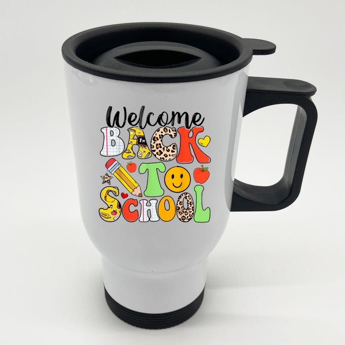 Happy First Day Of School Back To School Excitement Starting Strong School Ad Front & Back Stainless Steel Travel Mug