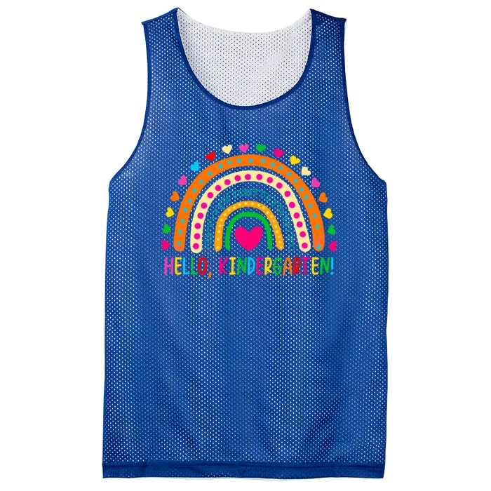 Happy First Day Of School Hello Kindergarten Teacher Rainbow Meaningful Gift Mesh Reversible Basketball Jersey Tank