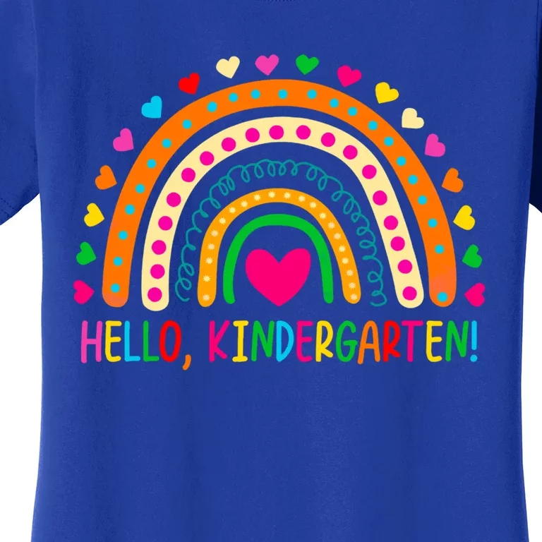 Happy First Day Of School Hello Kindergarten Teacher Rainbow Meaningful Gift Women's T-Shirt