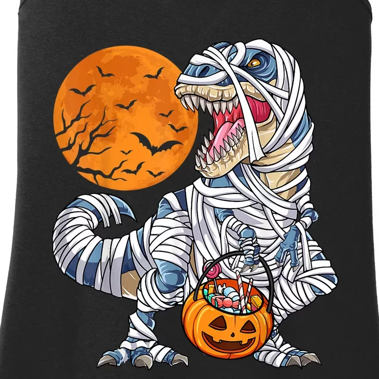 Halloween For Dinosaur T Rex Mummy Pumpkin Long Sleeve Ladies Essential Tank