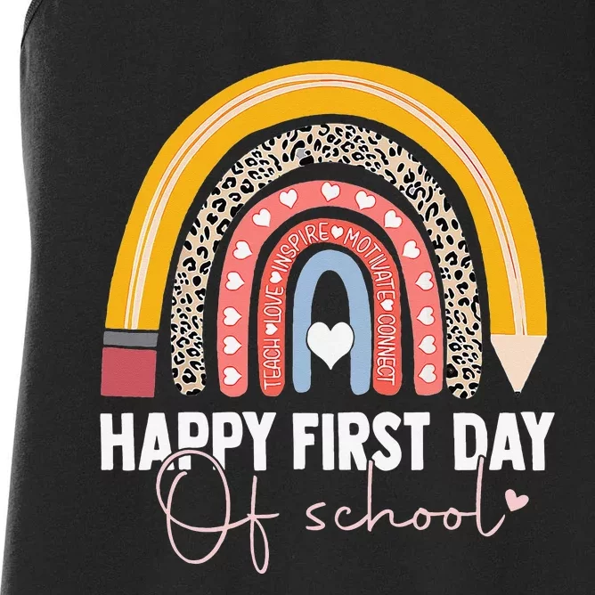 Happy First Day Of School For Student Teacher Rainbow Women's Racerback Tank