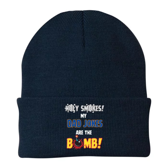 Happy FatherS Day Holy Smokes My Dad Jokes Are The Bomb! Gift Knit Cap Winter Beanie