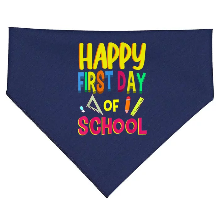 Happy First Day Of School Back To School Student Teacher USA-Made Doggie Bandana