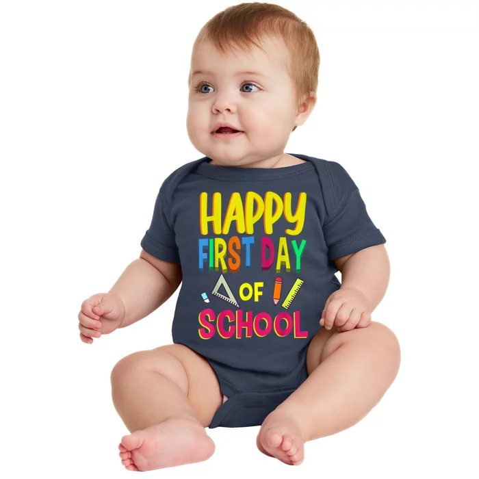 Happy First Day Of School Back To School Student Teacher Baby Bodysuit