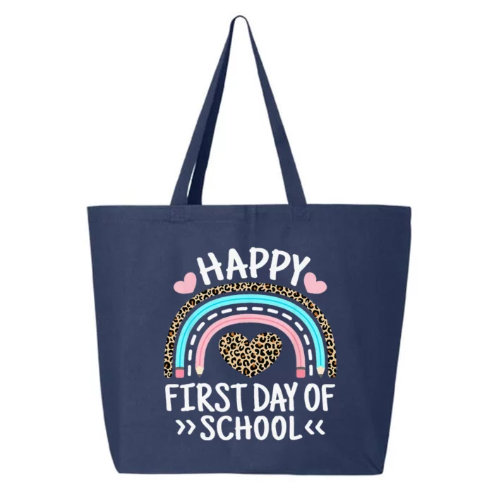 Happy First Day Of School Outfit Rainbow Teacher Student 25L Jumbo Tote