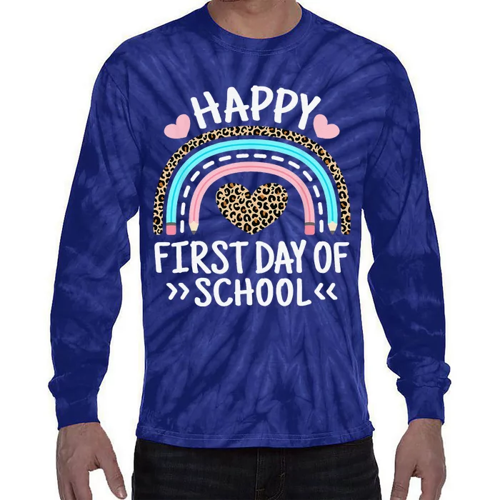 Happy First Day Of School Outfit Rainbow Teacher Student Tie-Dye Long Sleeve Shirt