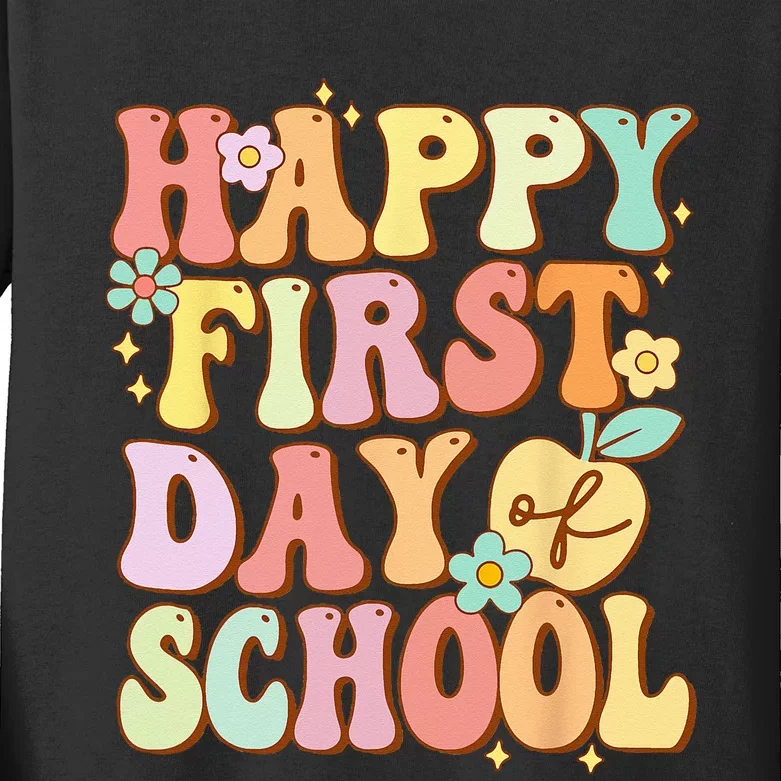 Happy First Day Of School Teachers Back To School Kids Long Sleeve Shirt