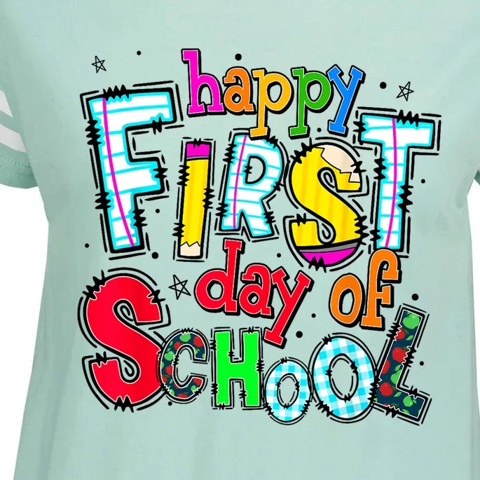 Happy First Day Of School Gifts Students Teachers Enza Ladies Jersey Football T-Shirt