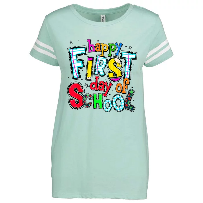 Happy First Day Of School Gifts Students Teachers Enza Ladies Jersey Football T-Shirt