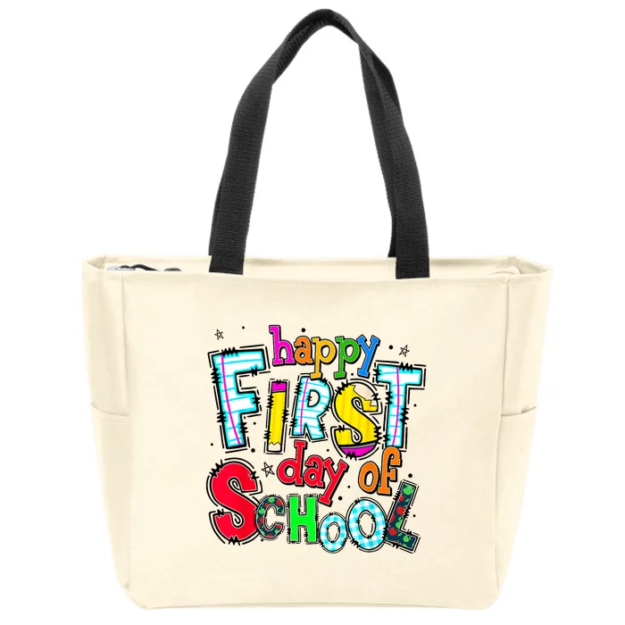 Happy First Day Of School Gifts Students Teachers Zip Tote Bag