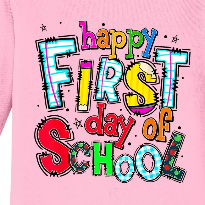 Happy First Day Of School Gifts Students Teachers Baby Long Sleeve Bodysuit