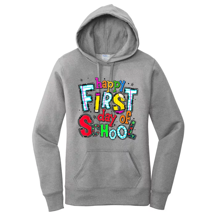 Happy First Day Of School Gifts Students Teachers Women's Pullover Hoodie