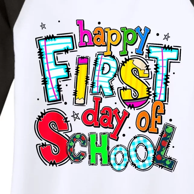 Happy First Day Of School Gifts Students Teachers Women's Tri-Blend 3/4-Sleeve Raglan Shirt