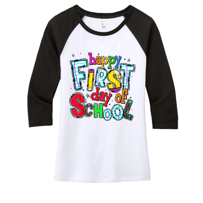 Happy First Day Of School Gifts Students Teachers Women's Tri-Blend 3/4-Sleeve Raglan Shirt