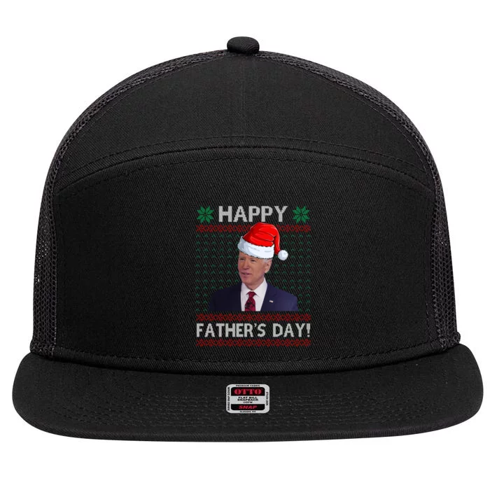 Happy Father's Day Funny Joe Biden Christmas Joke 7 Panel Mesh Trucker Snapback Hat