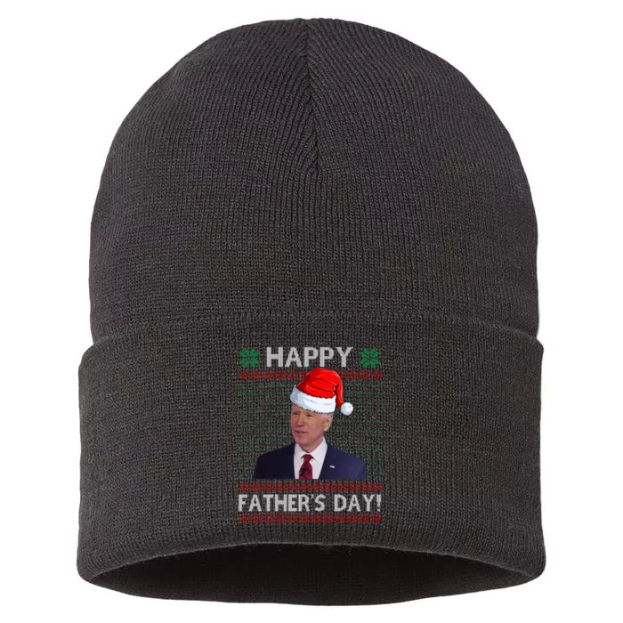 Happy Father's Day Funny Joe Biden Christmas Joke Sustainable Knit Beanie