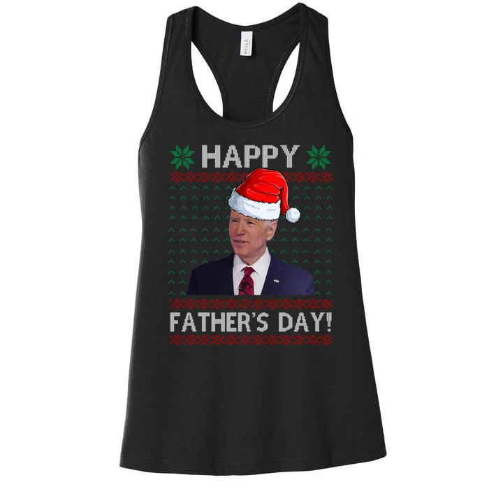 Happy Father's Day Funny Joe Biden Christmas Joke Women's Racerback Tank