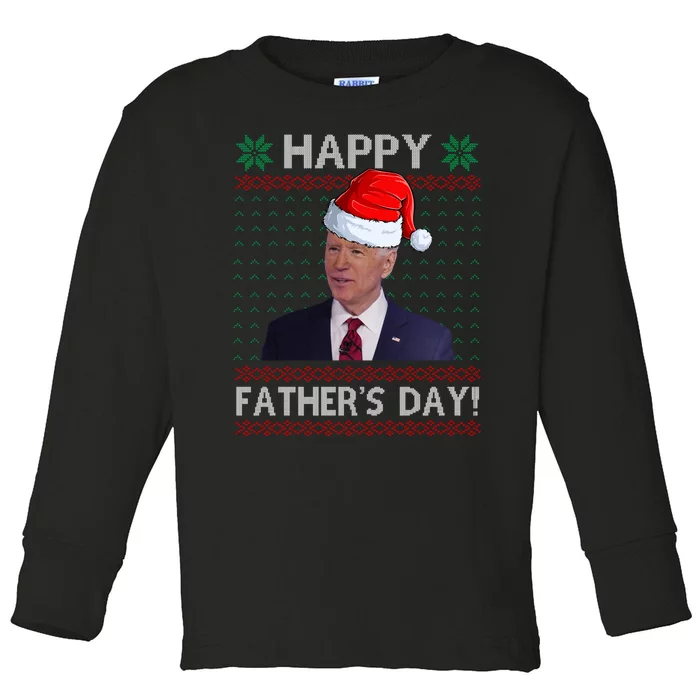 Happy Father's Day Funny Joe Biden Christmas Joke Toddler Long Sleeve Shirt