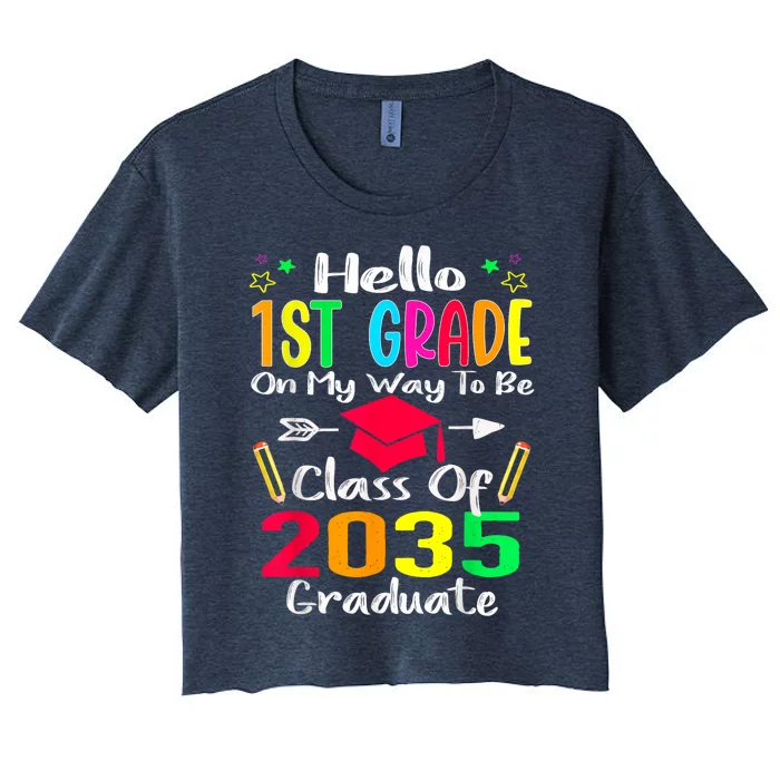 Happy First Day Of School Teach Class School Teacher Women's Crop Top Tee