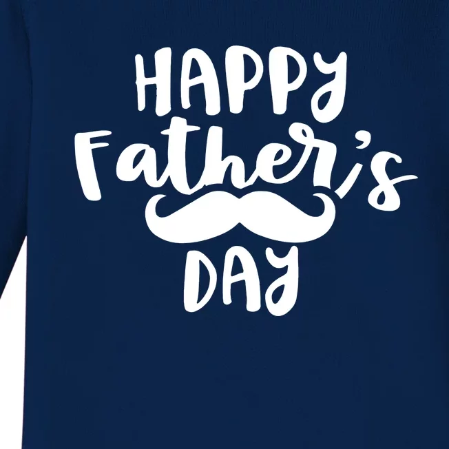 Happy Father's Day Mustache Baby Long Sleeve Bodysuit