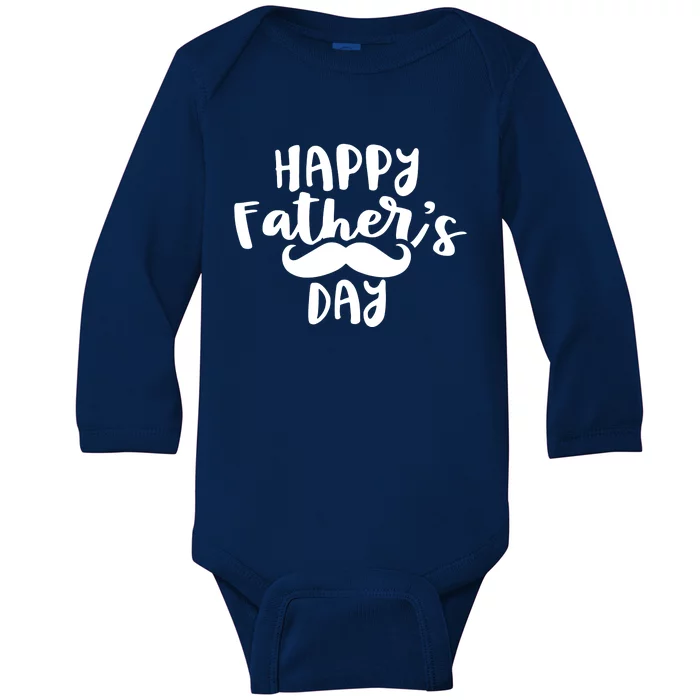 Happy Father's Day Mustache Baby Long Sleeve Bodysuit