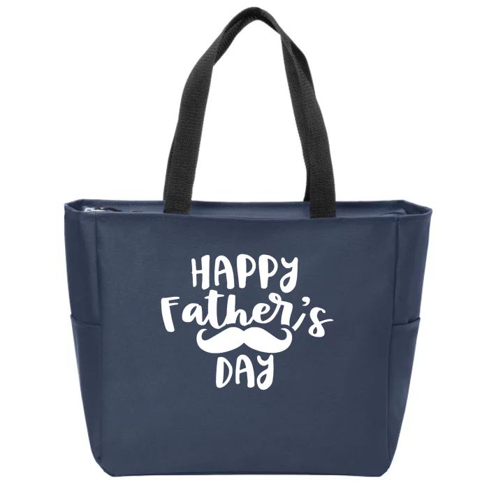 Happy Father's Day Mustache Zip Tote Bag