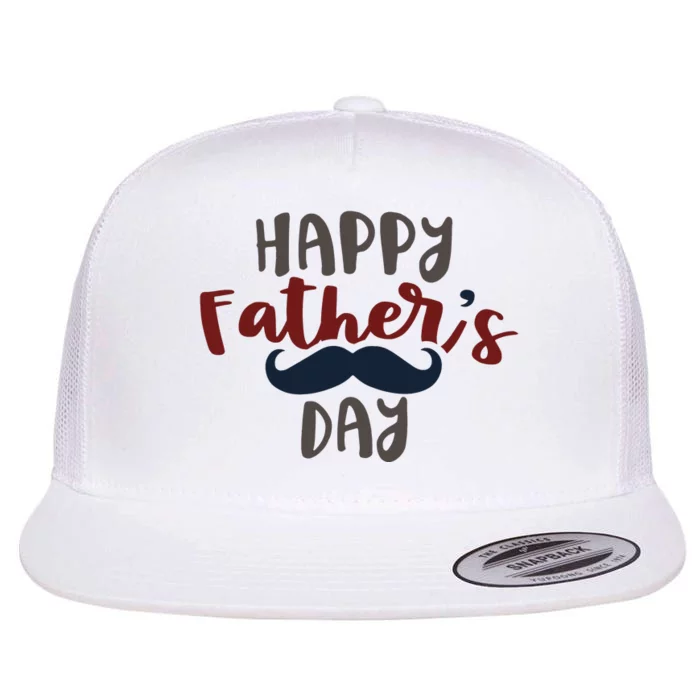 Happy Father's Day Mustache Flat Bill Trucker Hat