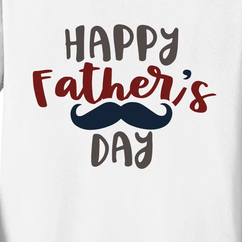 Happy Father's Day Mustache Kids Long Sleeve Shirt