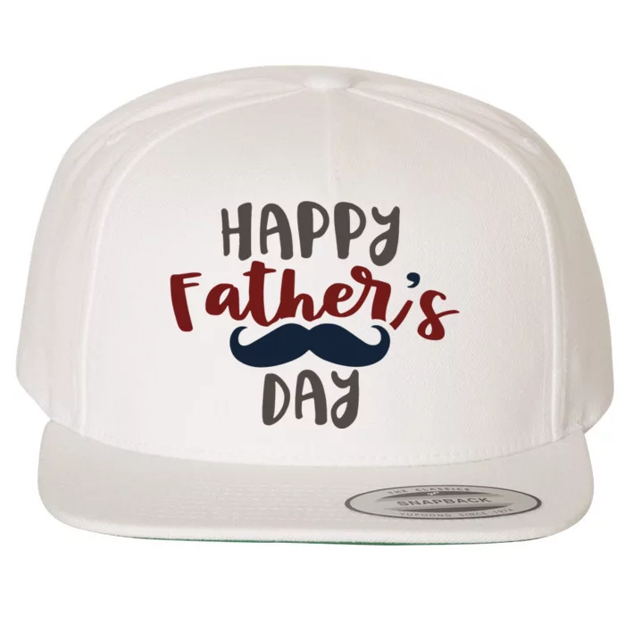 Happy Father's Day Mustache Wool Snapback Cap