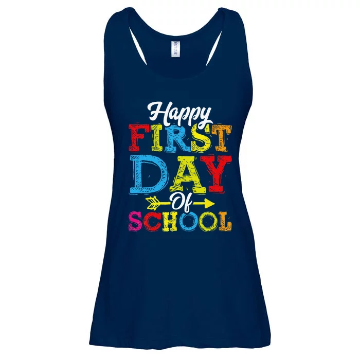 Happy First Day Of School Teacher Students Ladies Essential Flowy Tank