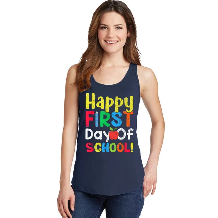 Happy First Day Of School Teachers Students Ladies Essential Tank