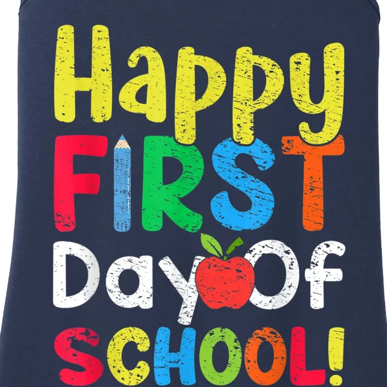 Happy First Day Of School Teachers Students Ladies Essential Tank