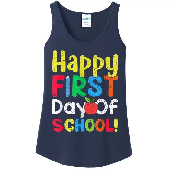 Happy First Day Of School Teachers Students Ladies Essential Tank