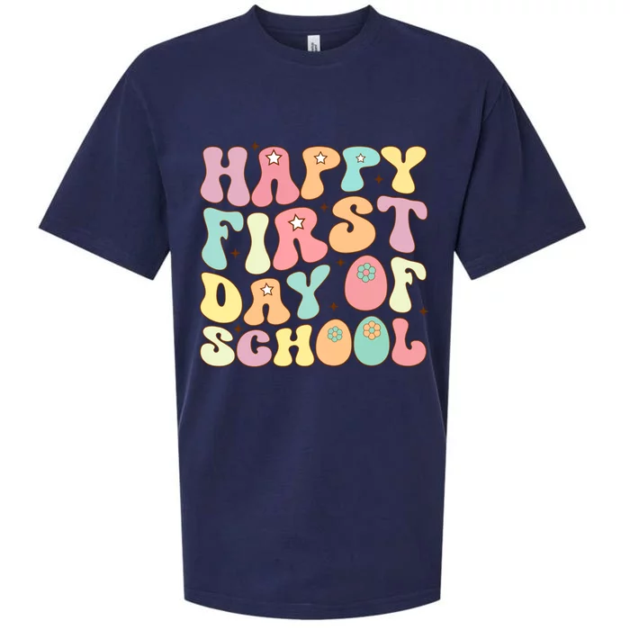 Happy First Day Of School Teacher Back To School Student Cool Gift Sueded Cloud Jersey T-Shirt