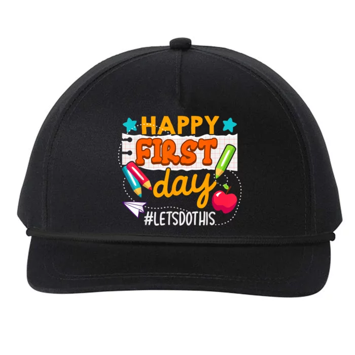 Happy First Day Lets Do This Welcome Back To School Teacher Snapback Five-Panel Rope Hat