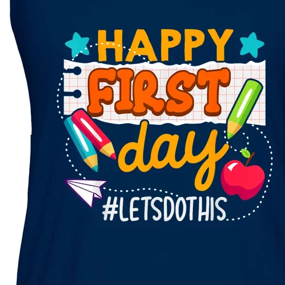 Happy First Day Lets Do This Welcome Back To School Teacher Ladies Essential Flowy Tank