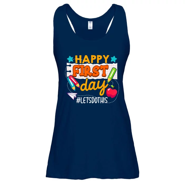 Happy First Day Lets Do This Welcome Back To School Teacher Ladies Essential Flowy Tank