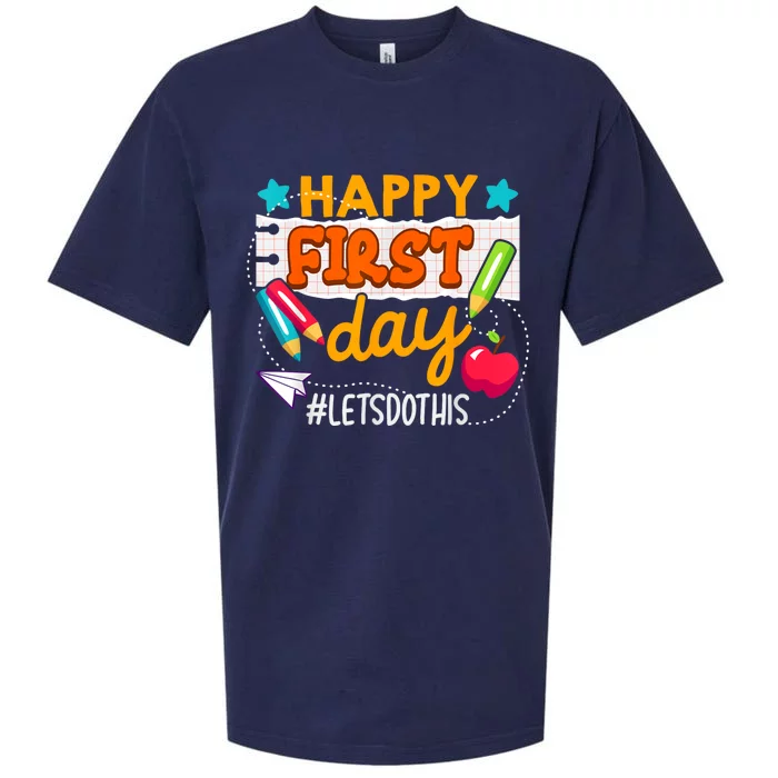 Happy First Day Lets Do This Welcome Back To School Teacher Sueded Cloud Jersey T-Shirt