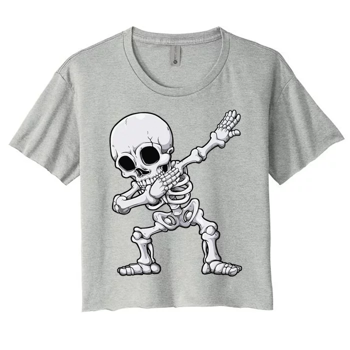 Halloween Funny Dabbing Skeleton Skull Rib Cage Dab Dance Women's Crop Top Tee